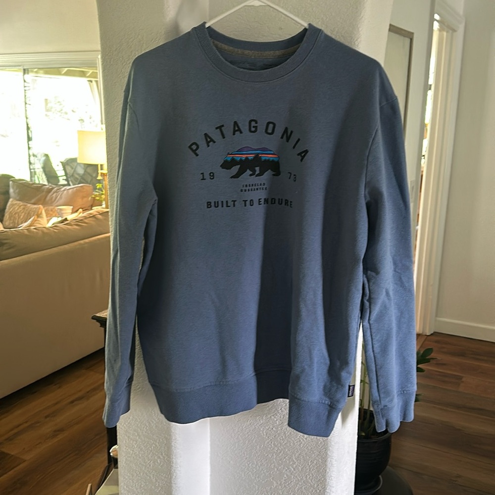 Patagonia Built To Endure Arched Fitz Roy Bear Uprisal Crew Blue Men's Large